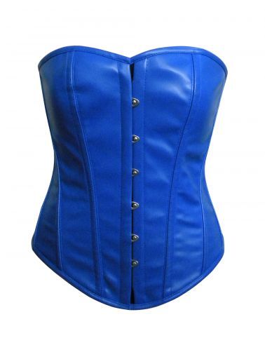 Elegante y sexy corset azul de piel 