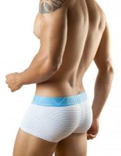 Boxer de hombre de tejido elastico en blanco con rayas y banda elastica Azul o Marron BOX00024